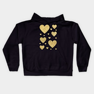 Traditional Gold Faux Glitter Hearts Kids Hoodie